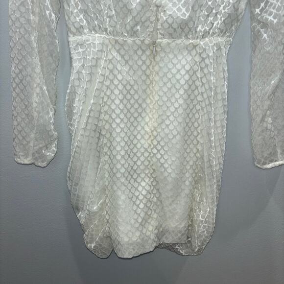 Ramy Brook Allona Dress Size 2 NWT Ivory Textured Long Sleeve Mini Bridal Dress - Picture 14 of 14
